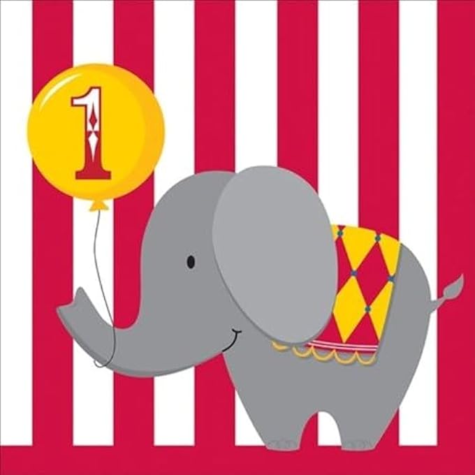 CIRCUS TIME 1ST BIRTHDAY 3-PLY LUNCH NAPKINS - Image 1